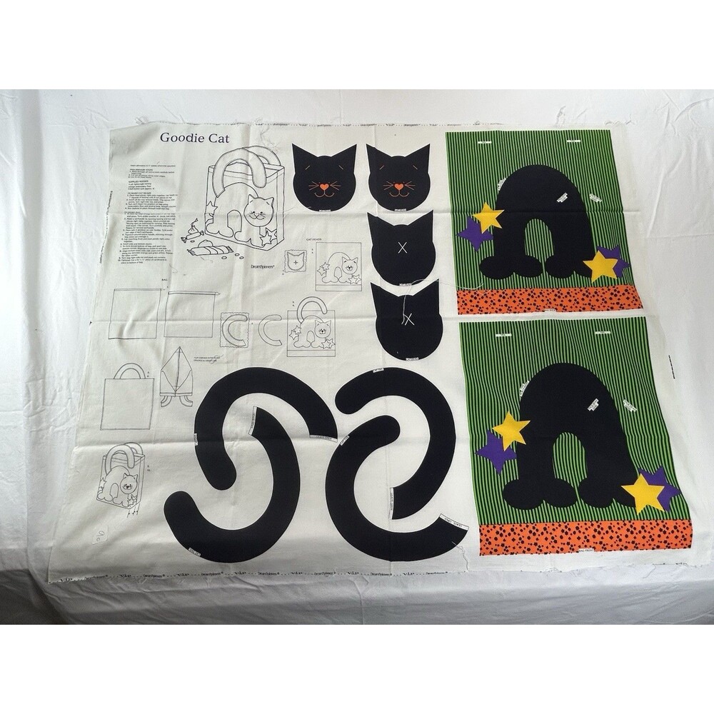 VTG Halloween  "GOODIE CAT"  Treat Bag Cut N Sew Pattern VIP Dream Spinners RARE